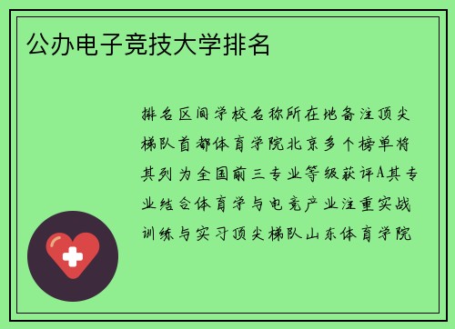 公办电子竞技大学排名